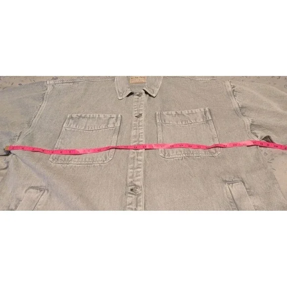 Free People Madison City Denim Jacket XL Frosted Earth Oversized Cotton Boho NWT - Picture 10 of 15